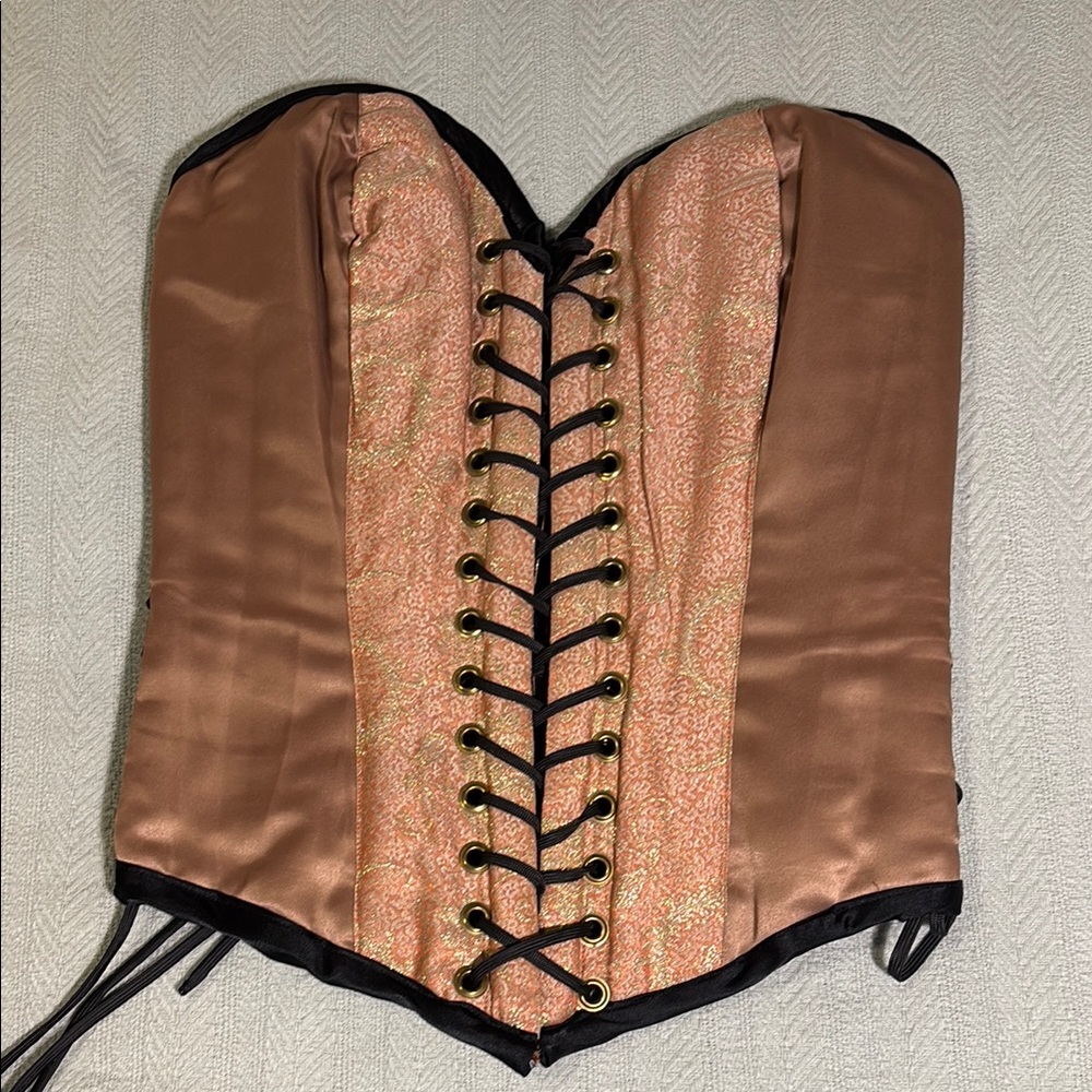 Pendragon Costumes Gold and Pink Sweetheart Corset with Lacing